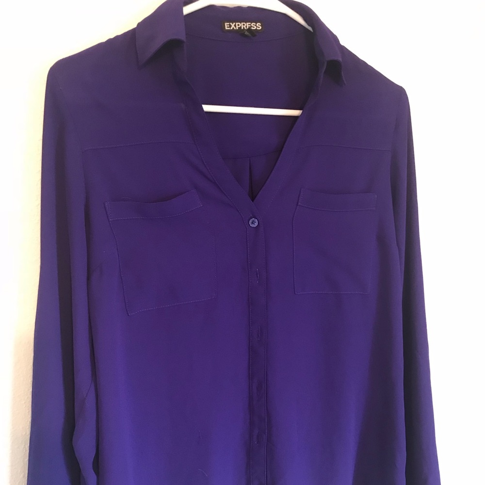 Express Purple Button Down - image 1